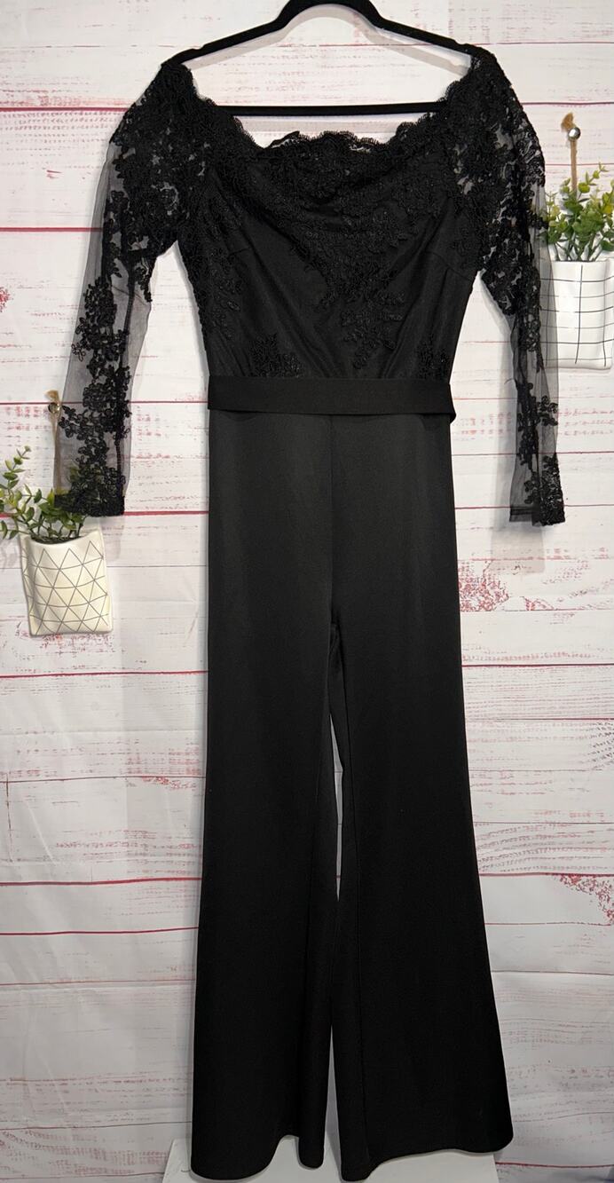 Black Lace Top Jumpsuit Women's US Size XL